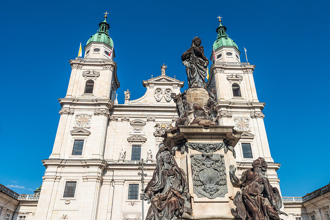 Marian Column on Domplatz in front of Salzburg Cathedral, Salzburg, Austria