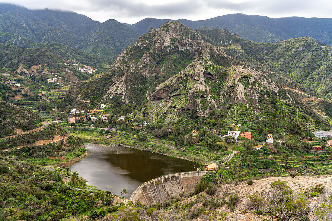 The Embalse de la Encantadora reservoir near Vallehermoso, La Gomera, Canary Islands, Spain