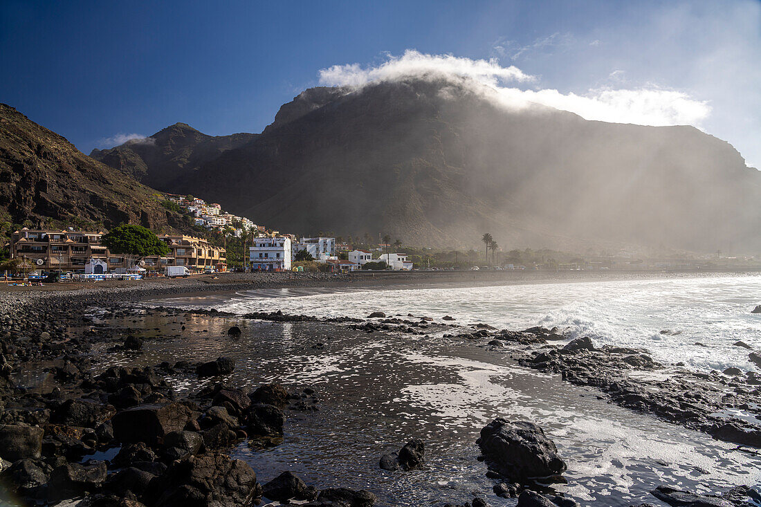 The beach in the district of La Calera, Valle Gran Rey, La Gomera, Canary Islands, Spain