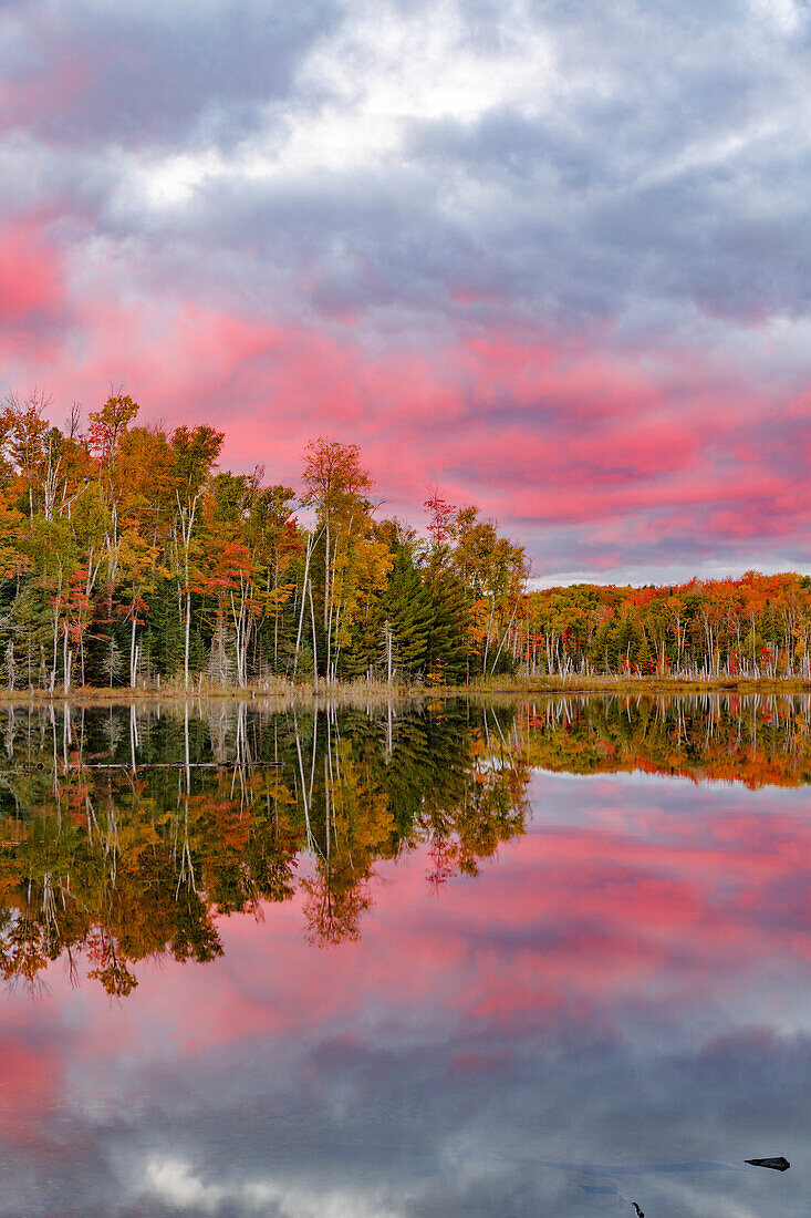 Red Jack Lake and sunrise reflection, Alger County, Upper Peninsula of Michigan.