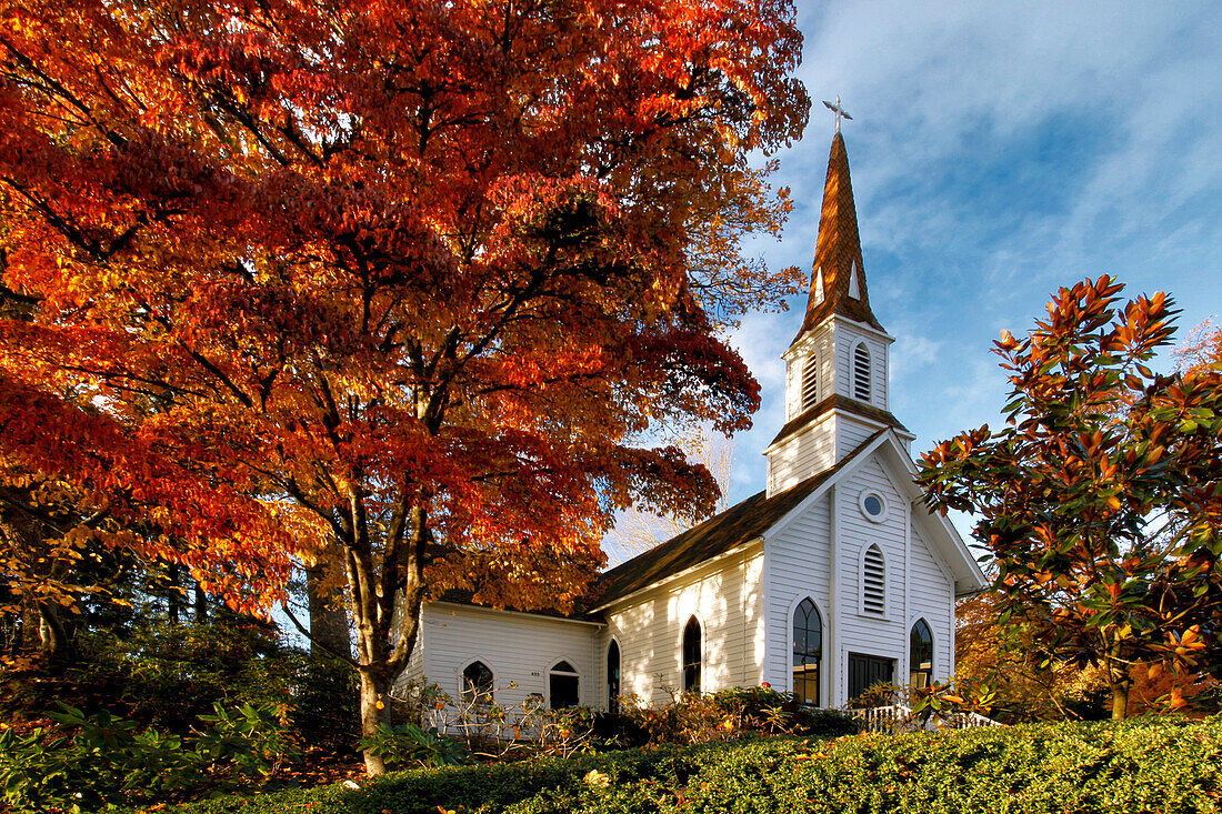 USA, Oregon, Portland. Oaks Pioneer Church, erbaut 1851