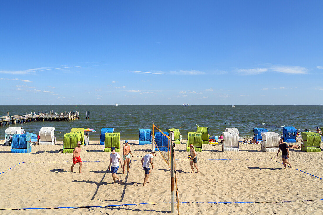 Beach volleyball on the beach, Wyk, Foehr Island, Schleswig-Holstein, Germany