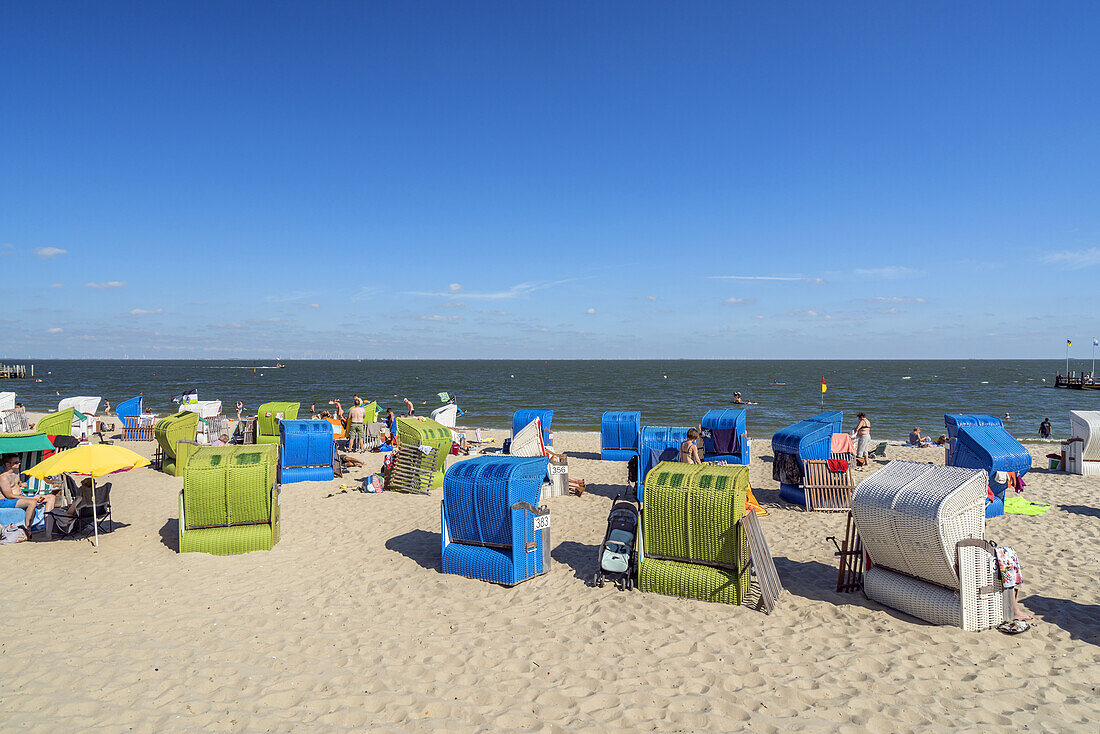 Beach chairs on the beach, Wyk, Foehr Island, Schleswig-Holstein, Germany