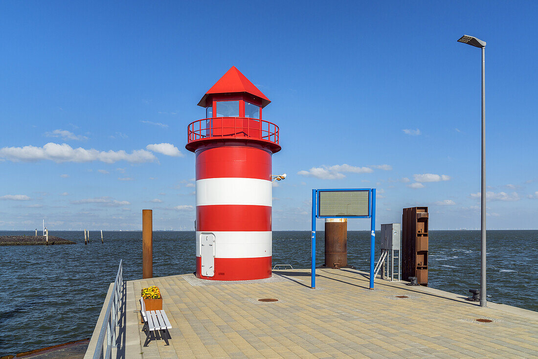 Lighthouse at the harbour, Wyk, Foehr Island, Schleswig-Holstein, Germany