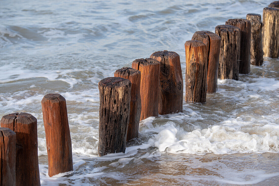 Wavebreakers by the town of Groede in the Zeeland province of the Netherlands.