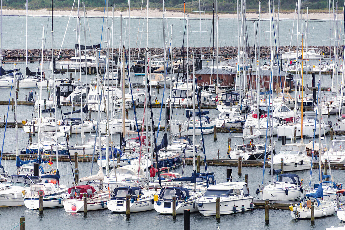 Sailing boats near the overseas port of Rostock-Warnemünde, Mecklenburg-West Pomerania, Germany