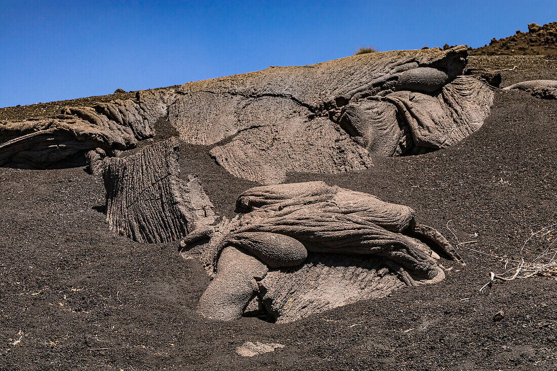 Der Vulkan Pico do Fogo auf den Kapverden hat viele verschiedene Lava-Arten hervorgebracht, Kap Verde, Afrika