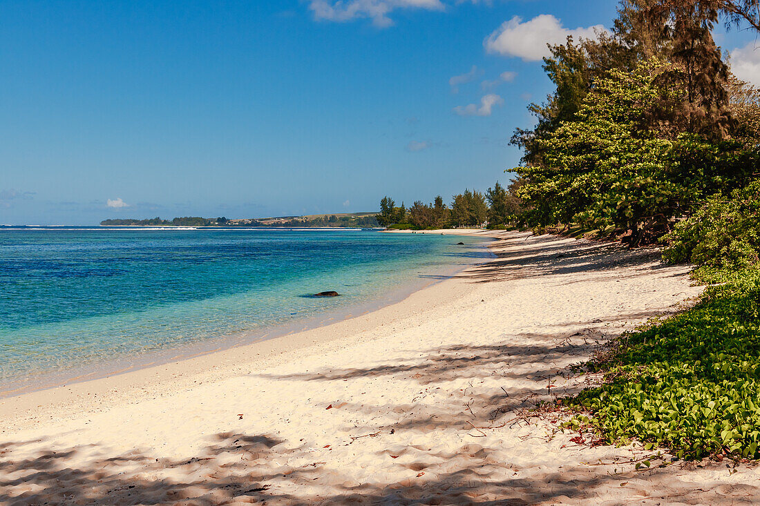 Beautiful and deserted sandy beach of St. Felix in the south of Mauritius, Indian Ocean