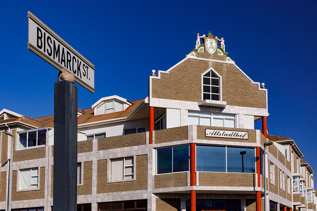 There are many German street names and shops in Swakopmund, Namibia, Africa