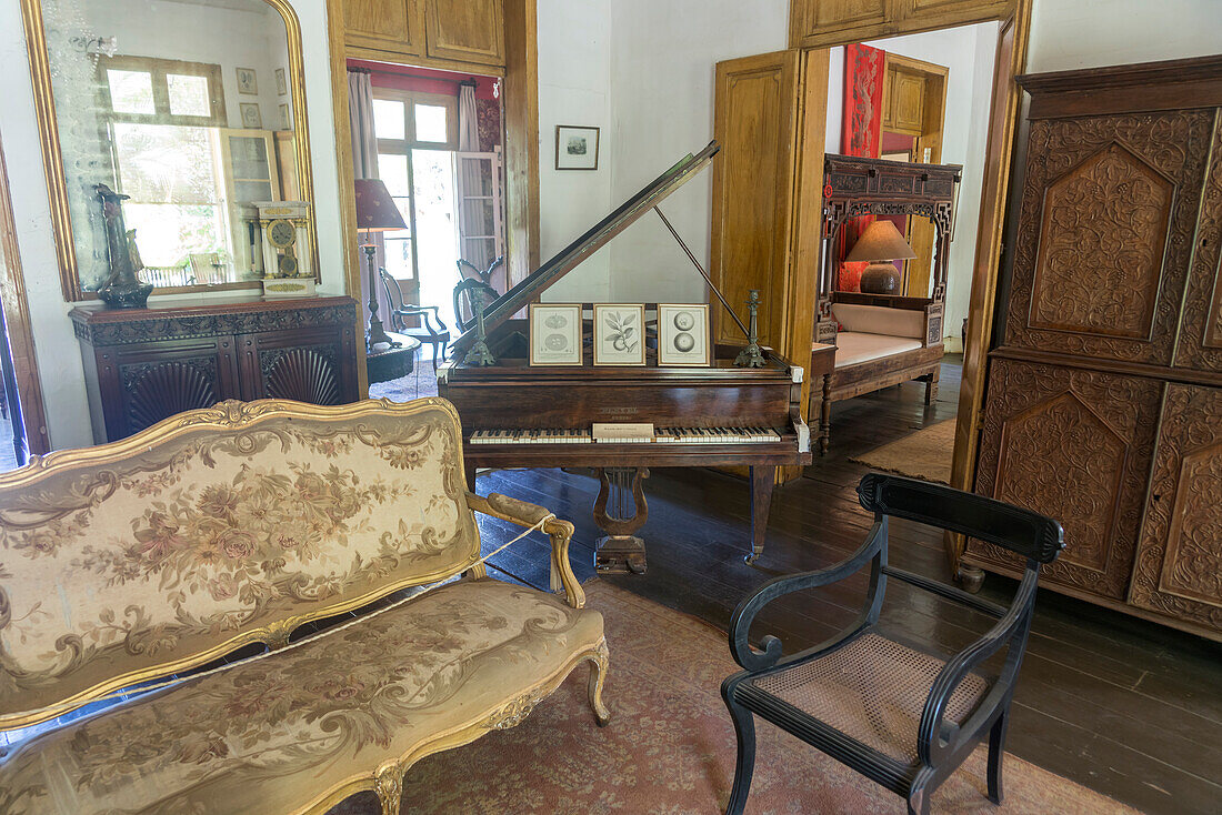 Innenraum der historischen Kolonialvilla Eureka House, Maison Eureka in Moka, Mauritius, Afrika