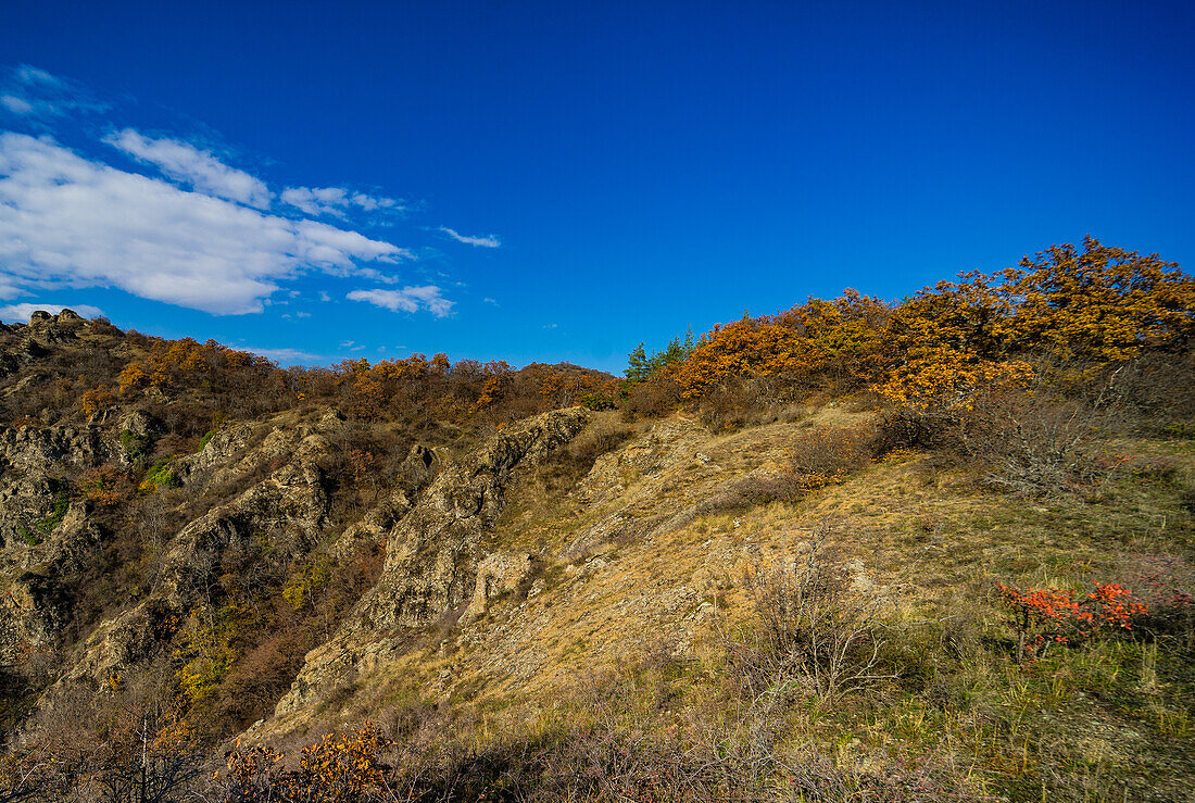 Herbstliche Landschaft der Birtvisi-Schlucht, eines der berühmtesten georgischen Naturdenkmäler, Georgien, Europa