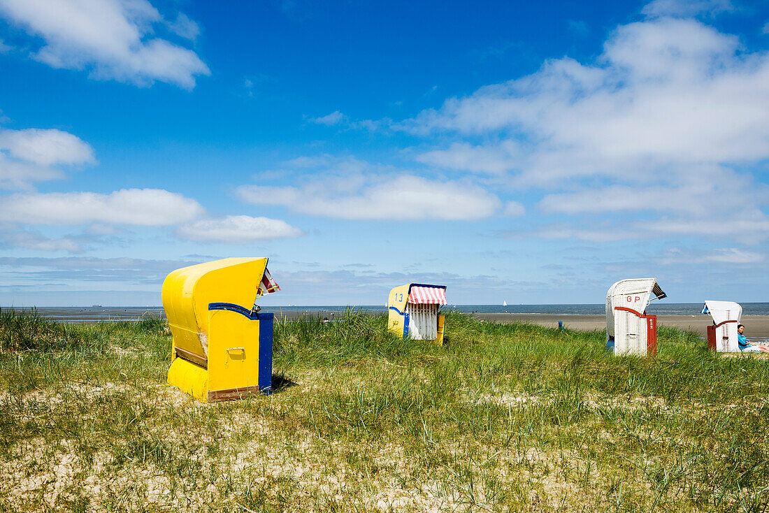 Strandkörbe, Duhnen, Cuxhaven, Nordsee, Niedersachsen, Deutschland