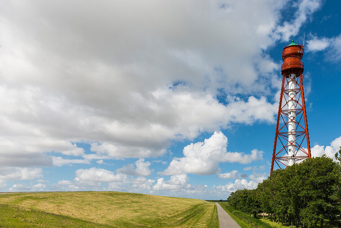 Leuchtturm Campen, höchster Leuchtturm Deutschlands, Krummhörn, Ostfriesland, Nordsee, Niedersachsen, Deutschland