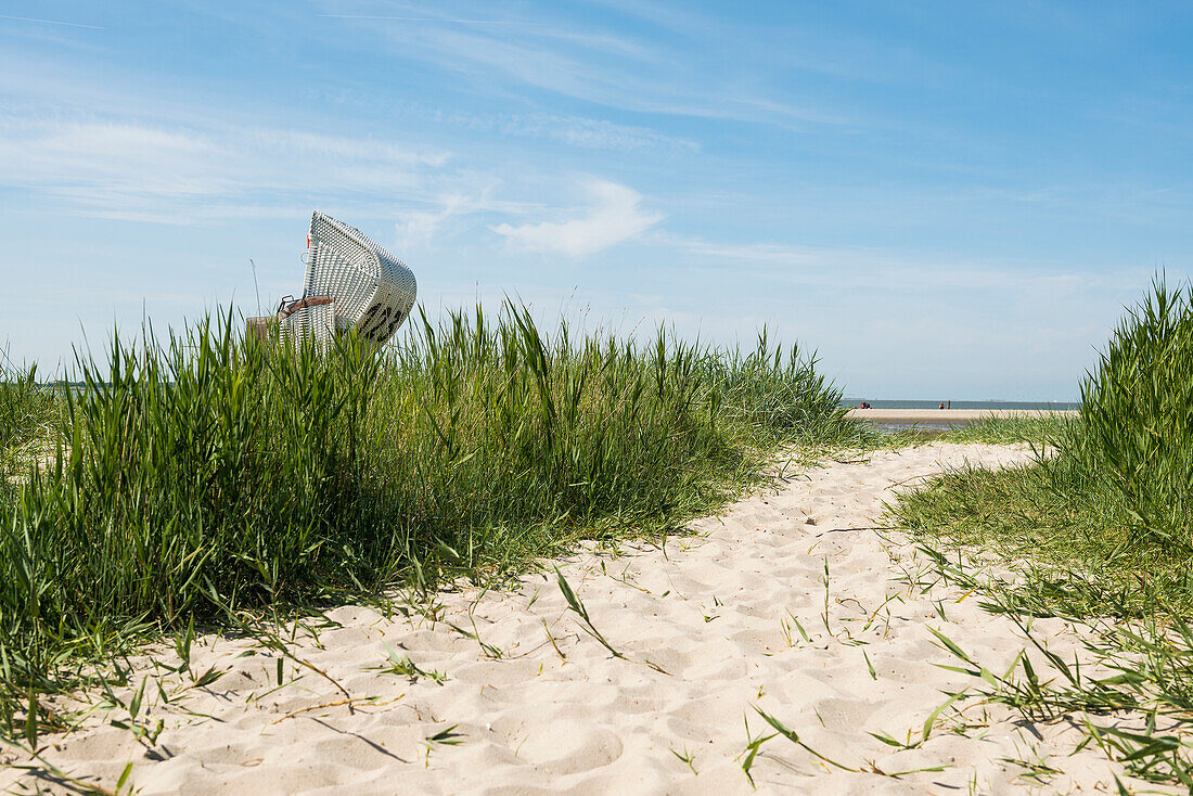 Beach chairs on the sandy beach, Hooksiel, East Friesland, Lower Saxony, North Sea, Germany