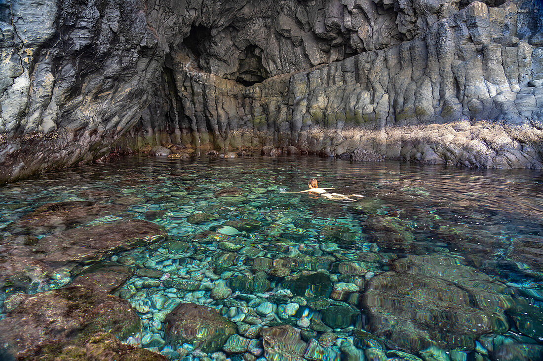 The volcanic natural pool of Charco de la Laja, El Hierro, Canary Islands, Spain