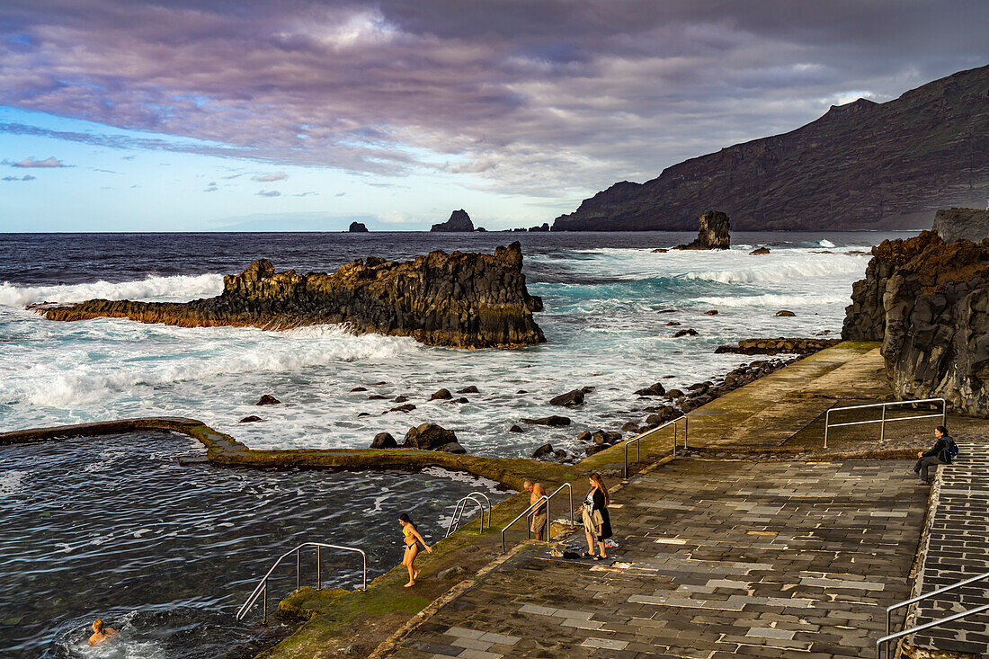 Evening at La Maceta natural pool, El Hierro, Canary Islands, Spain