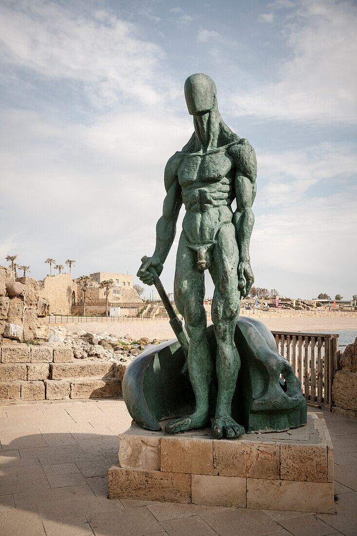 Bronze Skulptur, Antike Stadt Caesarea Maritima, Israel, Mittlerer Osten, Asien