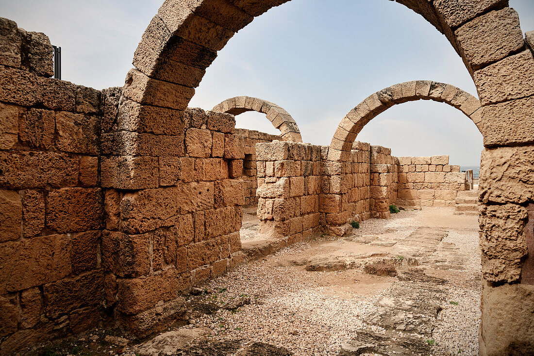 Roman era archways, ancient city of Caesarea Maritima, Israel, Middle East, Asia