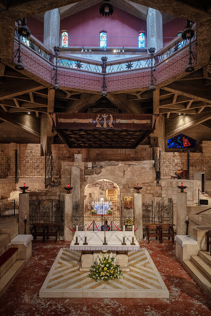 Innenraum der Verkündigungsbasilika von Nazareth, Israel, Mittlerer Osten, Asien