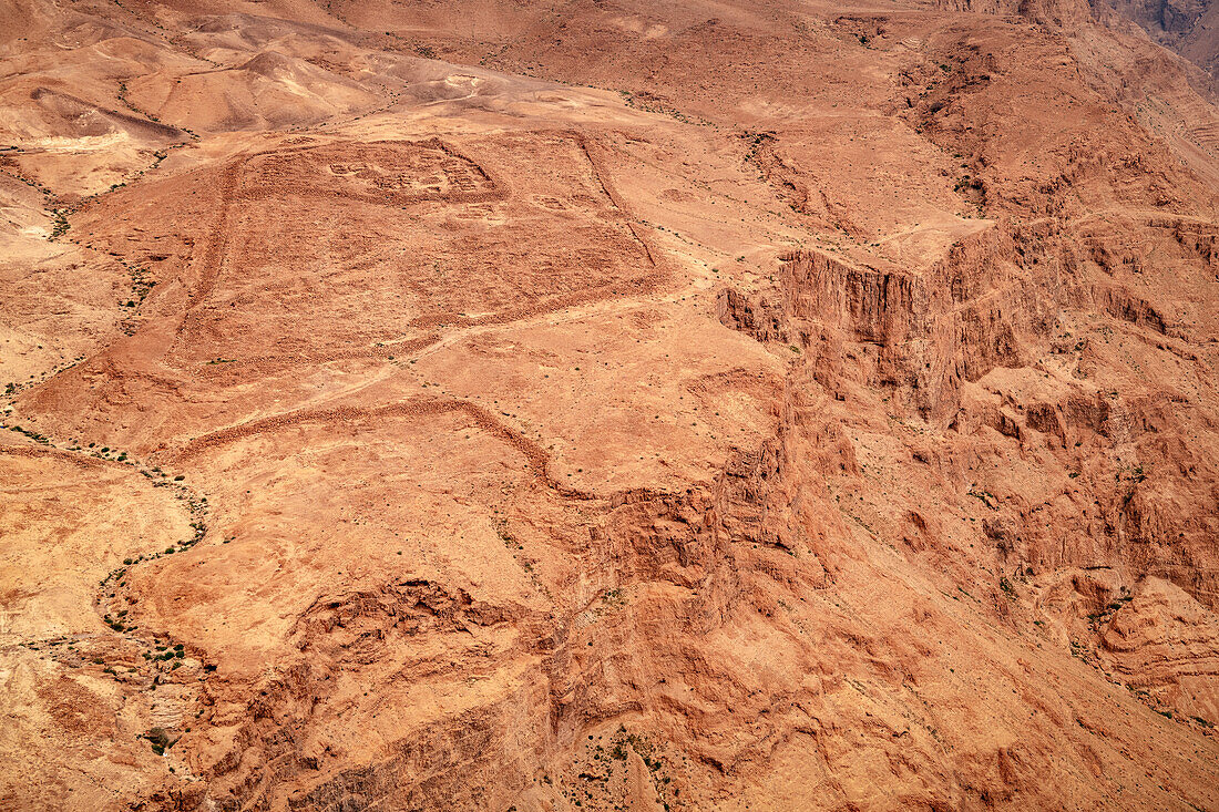roman camp outside the natural fortress of Masada, Dead Sea, Israel, Middle East, Asia, UNESCO World Heritage Site