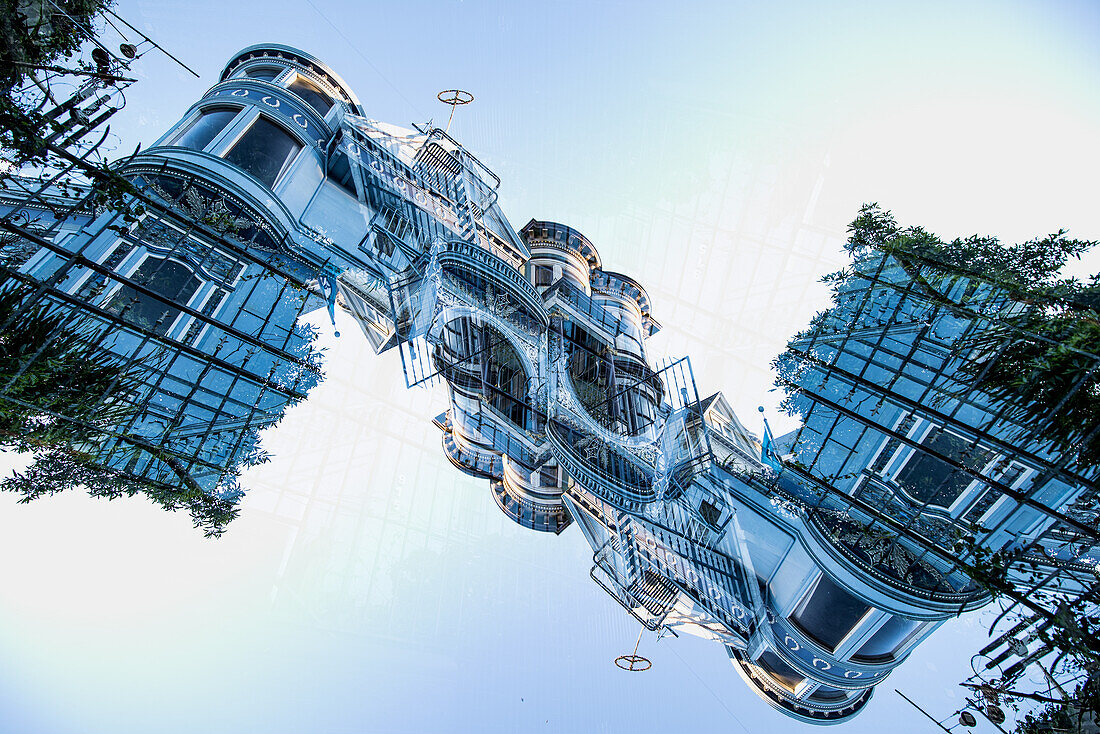 Double exposure of a residential building  in San Francisco, California.