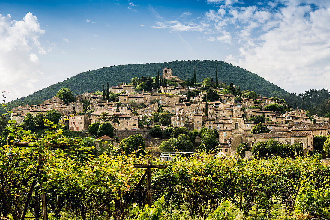 Mittelalterliches Dorf, Mirmande, Les plus beaux villages de France, Département Drôme, Auvergne-Rhône-Alpes, Provence, Frankreich