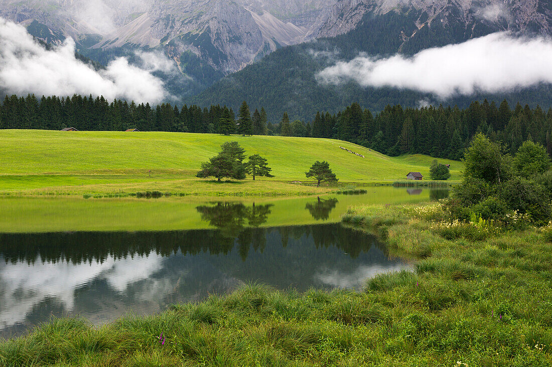 Schmalsee, Blick zum Karwendel, Bayern, Deutschland