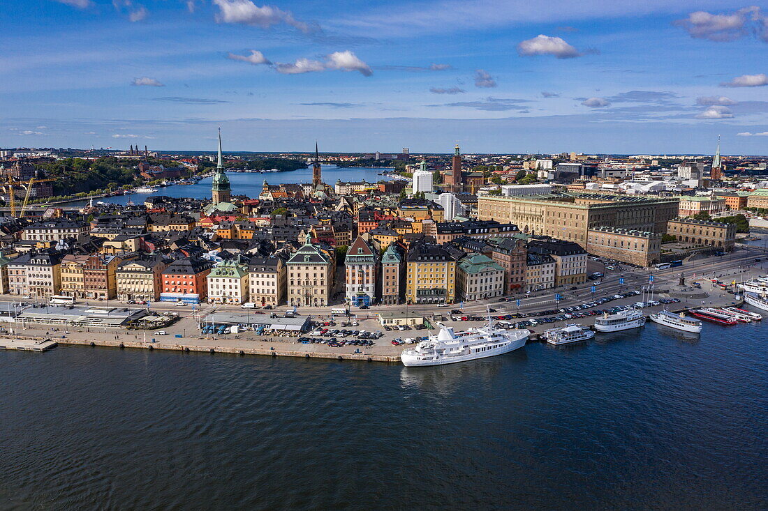Aerial view of Gamla Stan old town, Stockholm, Sweden, Europe
