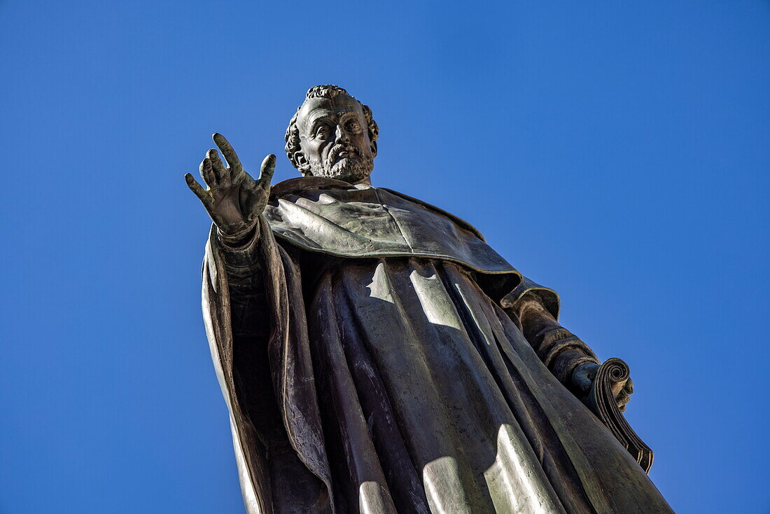 Monument to Fray Luis de León outside Salamanca University, Salamanca, Castilla y Leon, Spain, Europe