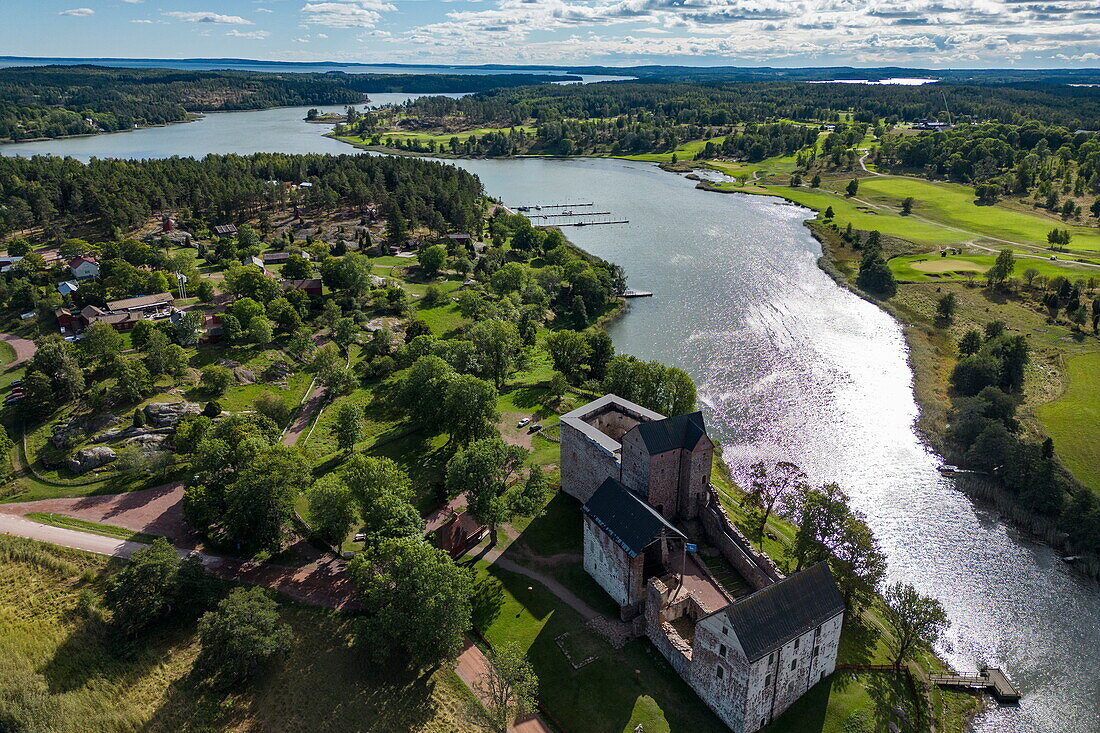 Luftaufnahme von Schloss Kastelholm, in der Nähe von Sund, Aland-Inseln, Europa