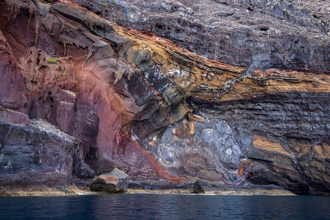 Colorful rocky coast, Desertas Islands, near Madeira, Portugal, Europe