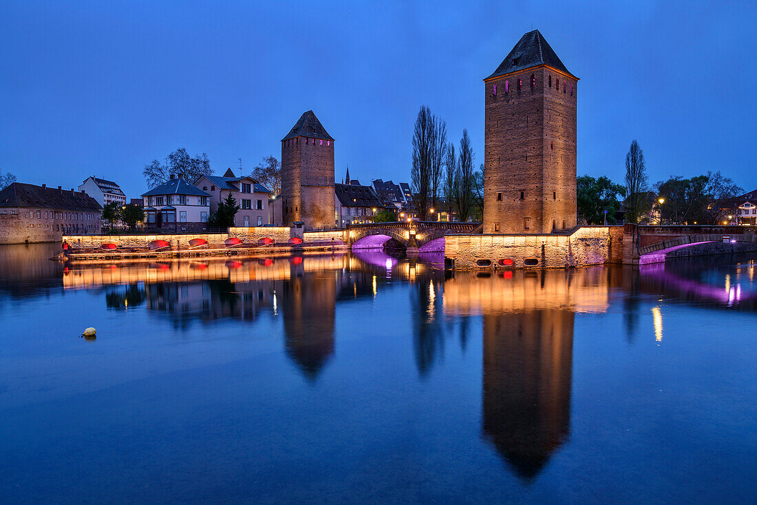 Illuminated Barrage Vauban, Strasbourg, Strasbourg, UNESCO World Heritage Strasbourg, Alsace, Grand Est, France