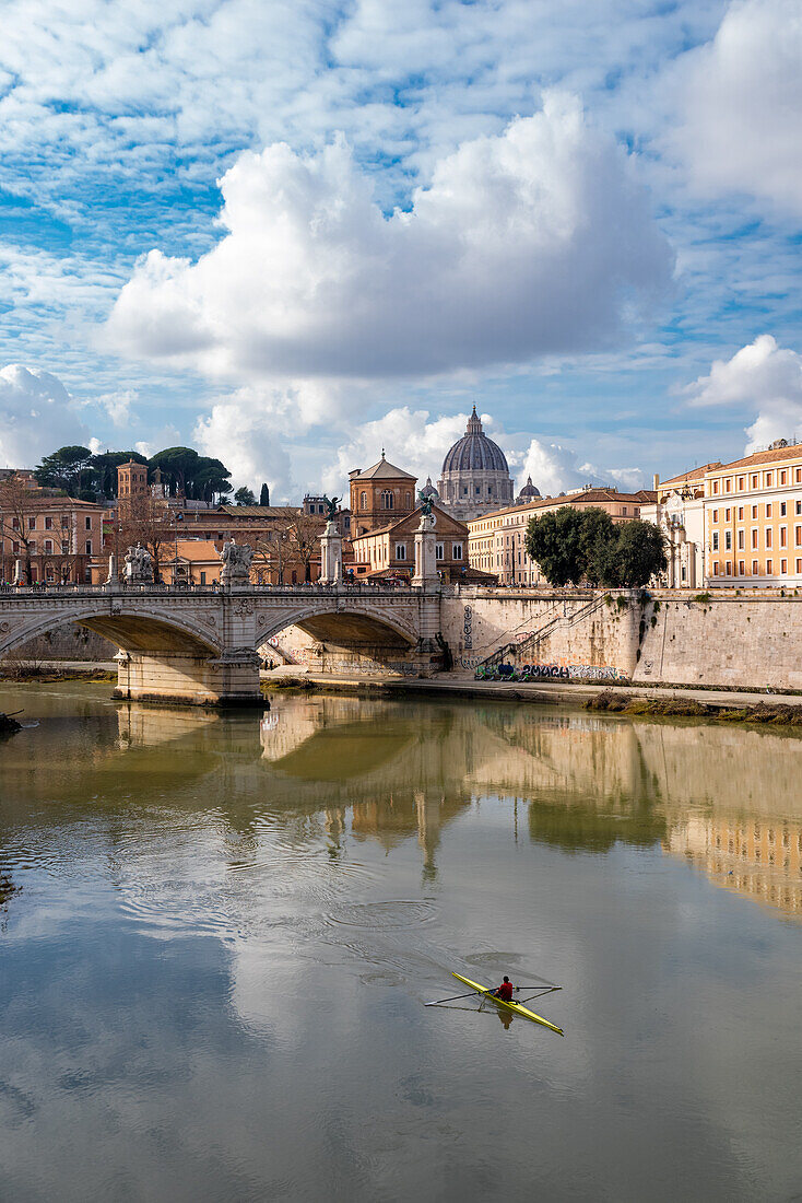 View over the Tiber of the Castel'39; San Angelo in Rome, Italy