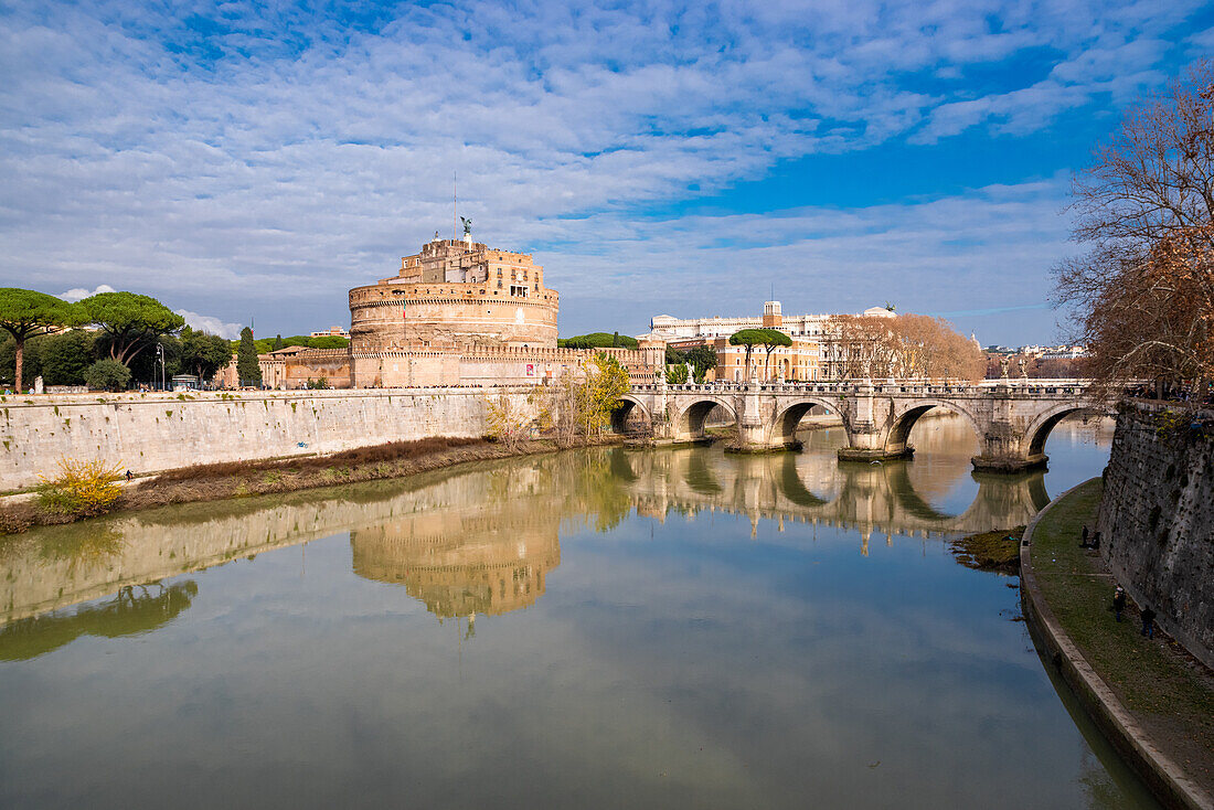 View over the Tiber of the Castel'39; San Angelo in Rome, Italy