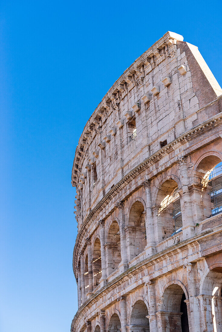 The outside walls of the Colosseum