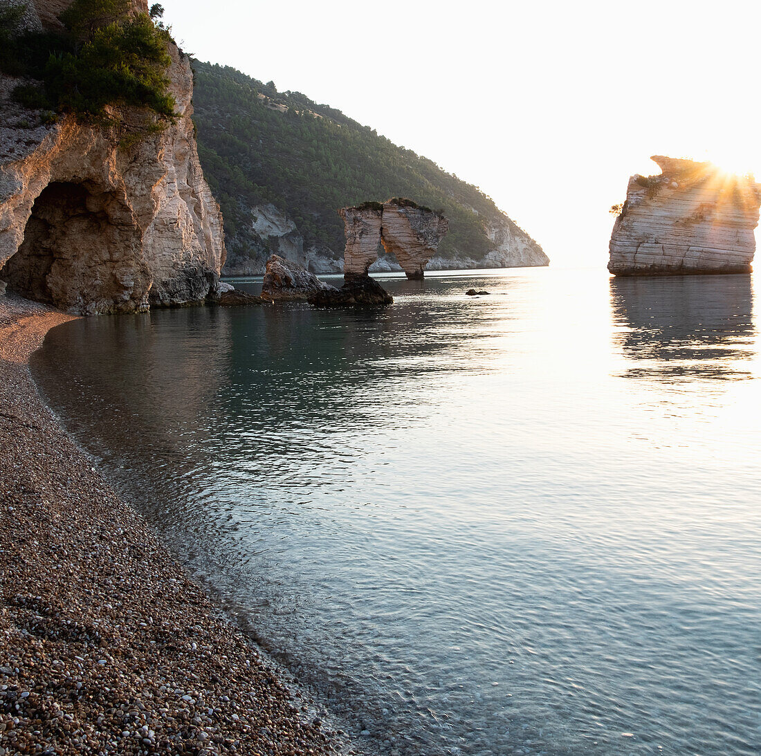 Italy, Apulia, Gargano, Baia Delle Zagare, Cliff on coast of Adriatic Sea