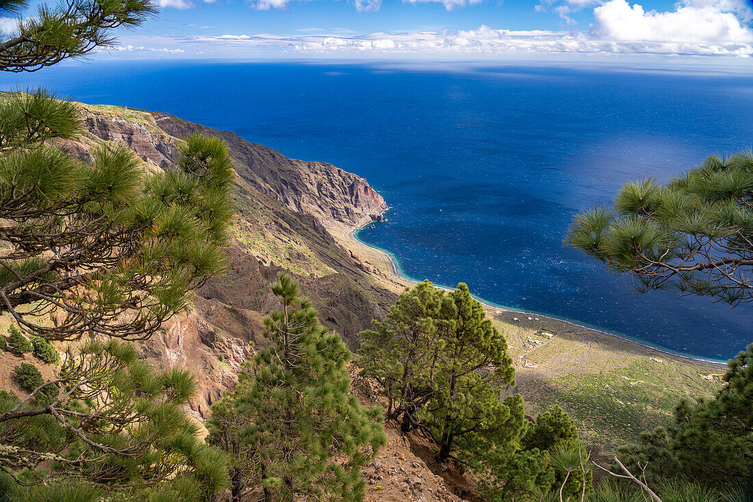 View from the Mirador de Las Playas on the east coast at Las Playas, El Hierro, Canary Islands, Spain