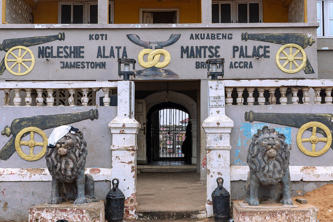 Ngleshie Alata Mantse Palace in Jamestown in Accra in the Greater Accra Region in southern Ghana in West Africa
