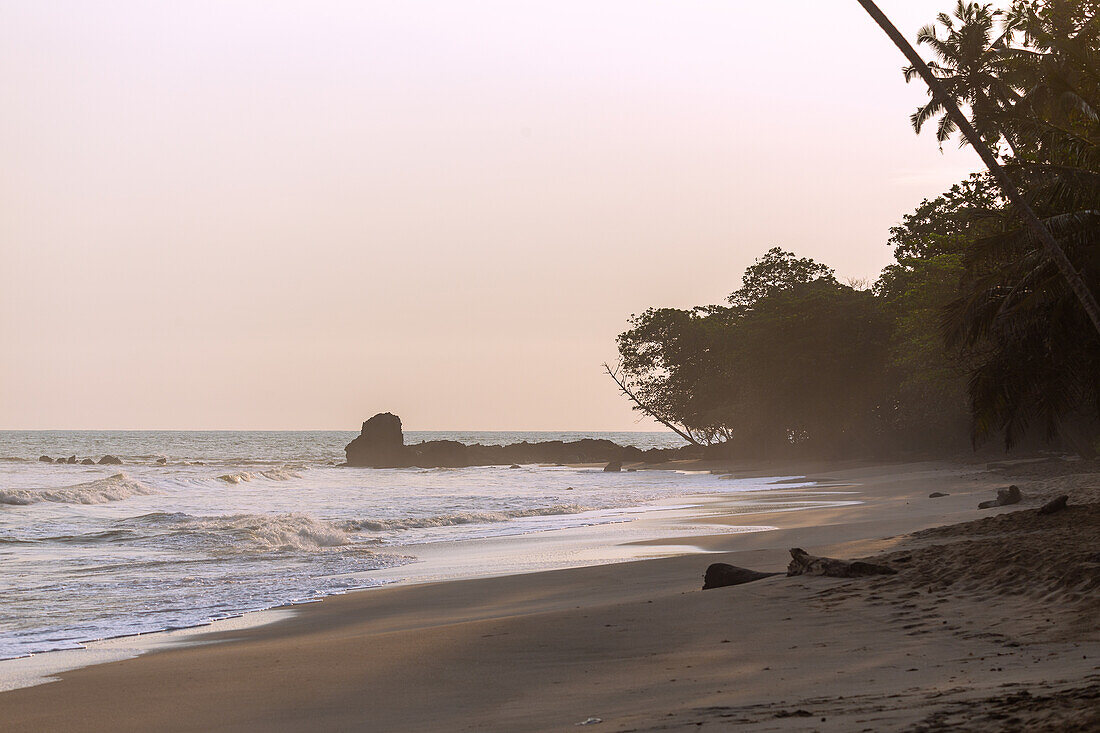 Ankroba Beach with sunset at Axim on the Gold Coast in the Western Region in western Ghana in West Africa