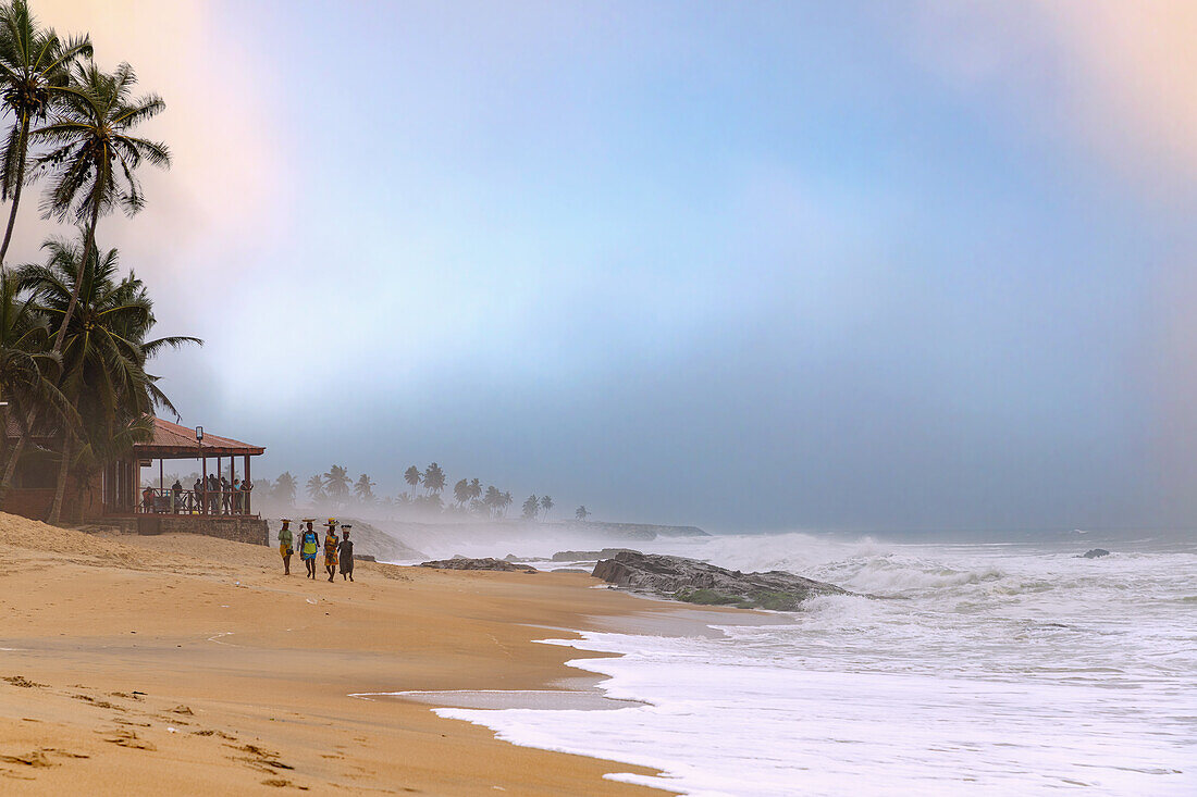 Coconut Grove Beach at Elmina on the Gold Coast in the Central Region of southern Ghana in West Africa