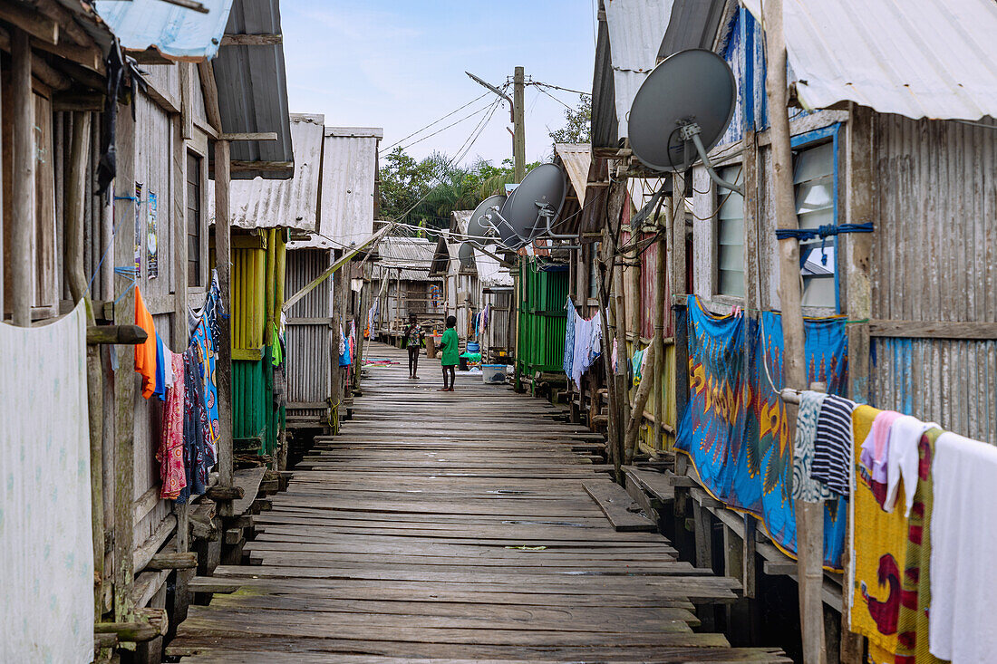 Stilt village of Nzulezo in the Western Region of western Ghana in West Africa