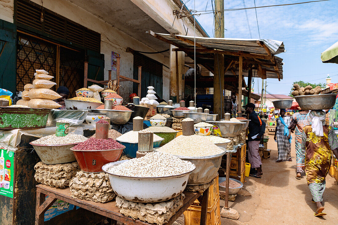 Beans and rice at the market in Tamale in the Northern Region of north Ghana in West Africa