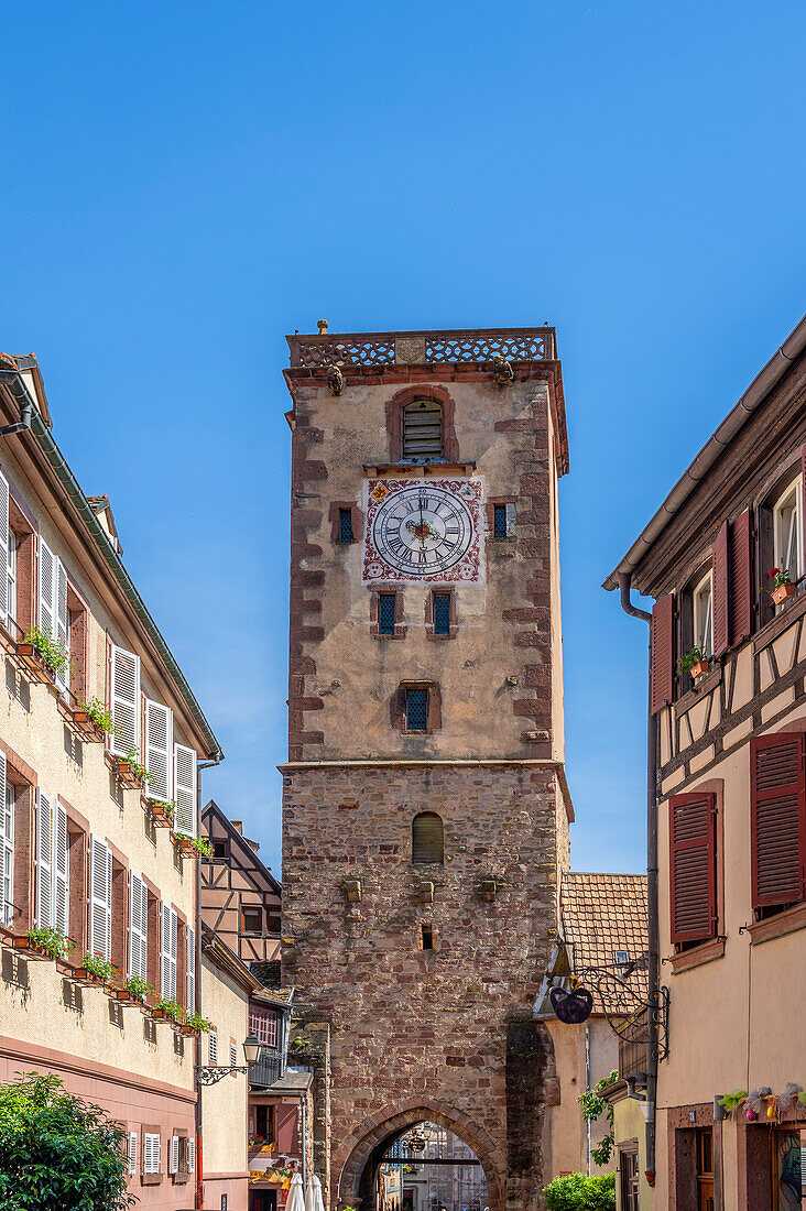 Tour des Bouchers, Grand Rue, Ribeauville, Rappoltsweiler, Haut-Rhin, Route des Vins d'Alsace, Elsässer Weinstraße, Grand Est, Frankreich