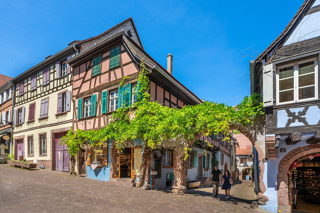 Altstadt in Riquewihr, Reichenweier, Haut-Rhin, Route des Vins d'Alsace, Elsässer Weinstraße, Grand Est, Frankreich