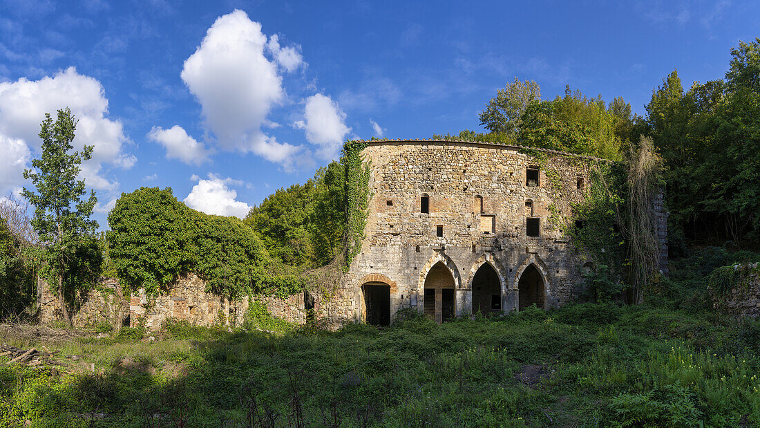 At the ruins of the Eremo di Santa Lucia monastery, Sovicille, Rosia, Tuscany, Italy