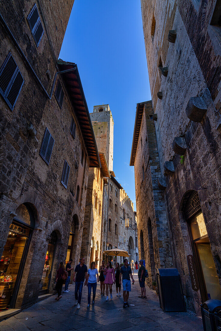 In den Gassen von San Gimignano, Toskana, Italien, Europa