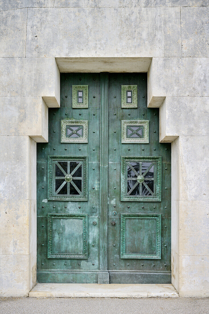 Architecturally interesting door at Liberation Hall near Kehlheim, Lower Bavaria, Bavaria, Germany, Danube, Europe