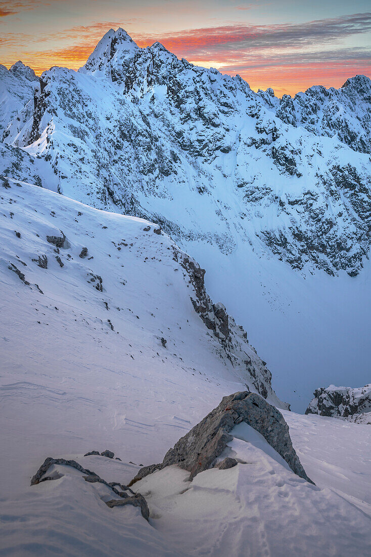 Dusk in the Tyrolean Mountains, Tirol, Austria.