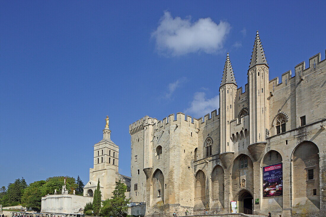 Place du Palais und Papstpalast von Avignon, Vaucluse, Provence-Alpes-Côte d'Azur, Frankreich