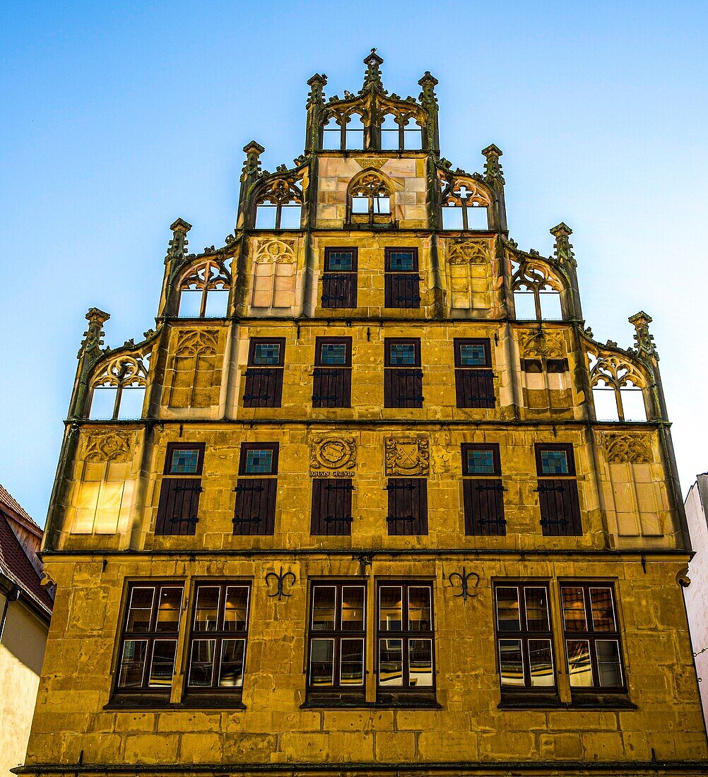 Crüwell-Haus von 1530 am Alten Markt in der Altstadt von Bielefeld, Teutoburger Wald, Nordrhein-Westfalen, Deutschland